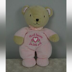 Carter's Teddy Bear Plush Stuffed Animal Pink Thank Heaven for Little Girls Tan
